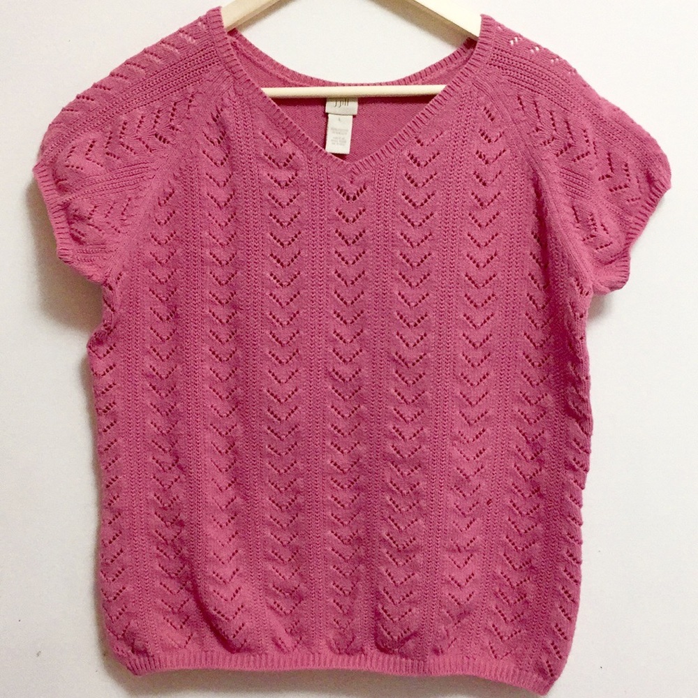 J. Jill Pink crocheted eyelet Top (L)